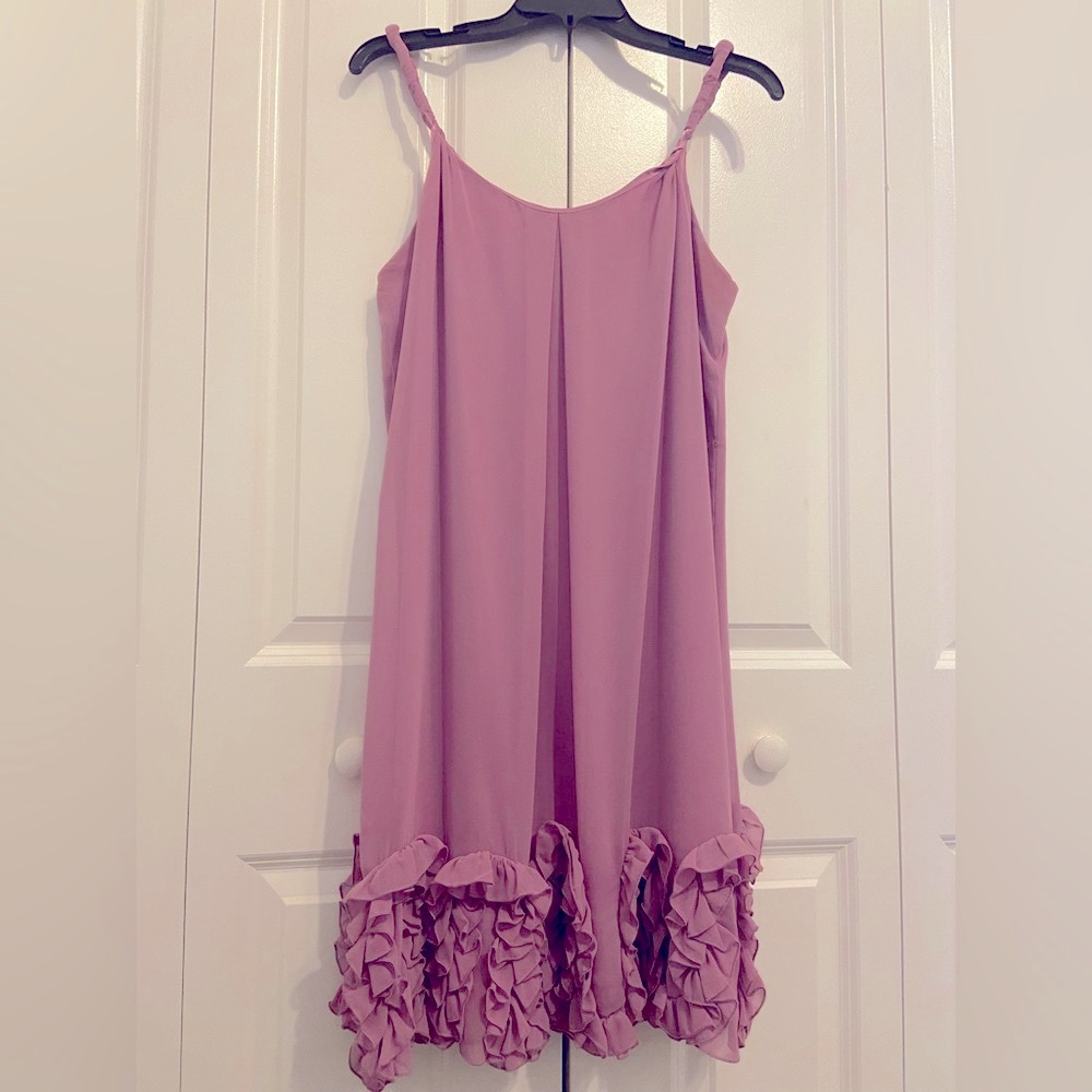 Essentials By ABS Pink Ruffle Hem Dress Size 12